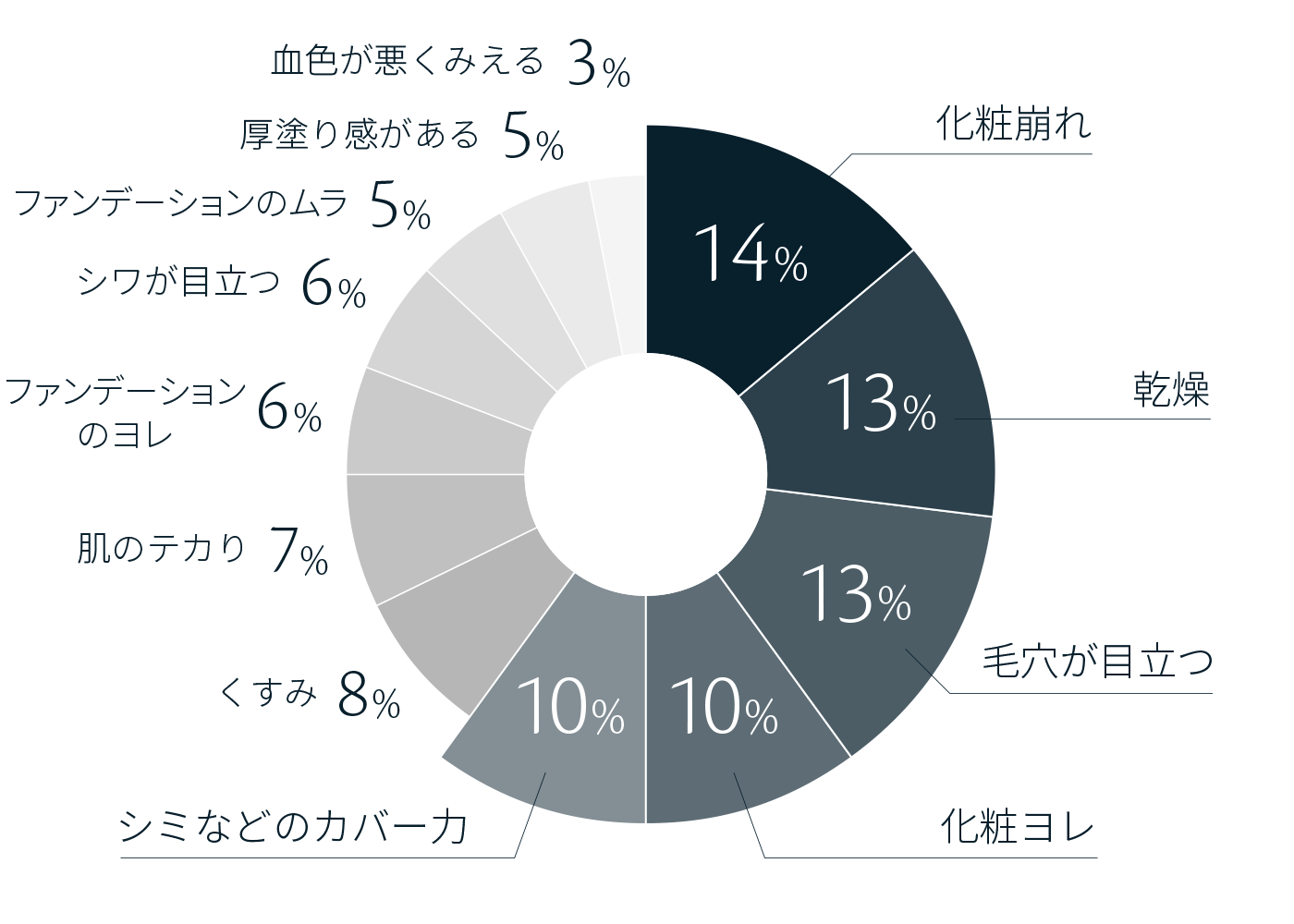 「お肌のお悩み」円グラフ